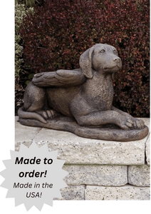 Laydown Guardian Angel Dog Outdoor Memorial Cement Garden Statue - 11.75"