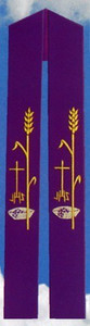  Stole with Grapes Wheat Cross IHS
Beautifully Raised Multicolor Swiss Schiffli Embroidery
Lined and interlined texturized fortrel polyester
Available in all liturgical colors
Approximate dimensions 55" x 6"