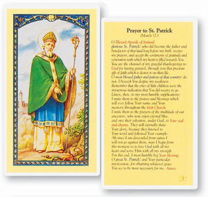 Prayer to Saint Patrick Laminated Holy Card. Clear, laminated Italian holy card. 
Features World Famous Fratelli-Bonella Artwork. 2.5'' x 4.5''