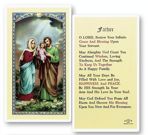 Holy Family, Prayer for Father Laminated Holy Card, 