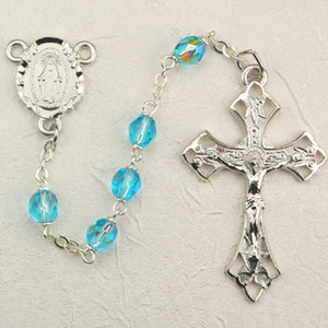 Aqua Colored Crystal Bead Rosary