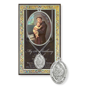 St. Anthony Prayer Card and Pewter  Medal 
