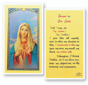  Immaculate Heart of Mary, Prayer to Our Lady Laminated Holy Card 
