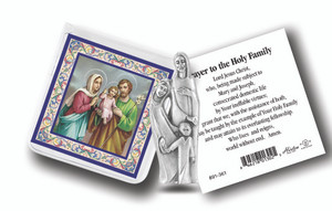 3" x 3" Pocket Statue with Gold Stamped Holy Card Packaged in a Clear Soft Pouch
