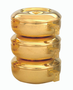 Three-piece stacking ciboria set with a straw textured finish - St. Jude Shop