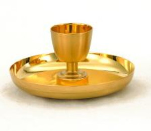 24 KT Gold Plate Intinction Set - Height: 3 1/8". Holds 130 Hosts. Diameter: 6". Inner Cup Height: 2 3/8" with a 2oz. capacity.