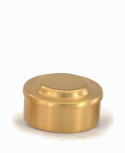 24 KT Gold Host Box in a satin finish - Height: 2". Holds 80 Hosts. Diameter: 3 5/8"