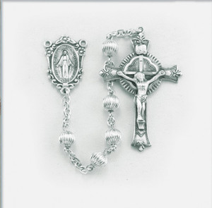 Straight Corrugated Sterling Rosary 