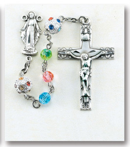 Aurora Swarovski Crystal Sterling Silver Rosary 