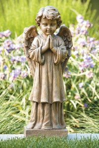 Give your garden a beautiful look with this choir angel garden statue. This garden statue features an cherub with his hands together in prayer and is comes in a natural color.

Dimensions: 27.25"H x 8.75"BW x 7.5"BL
Weight: 55 lbs
Natural color
Made to order. Allow 4-6 weeks for delivery
Made in the USA
