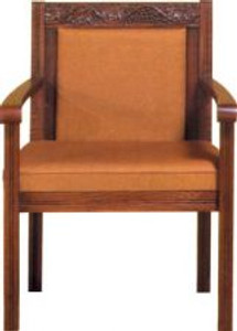Center chair with upholstered back. Dimensions: 36" height, 27" width, 20" depth. Product shown with reversible cushion but is also available with a fixed 2-1/2" comfort plus cushion


