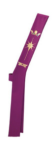 Overlay or Deacon Stole with Crown, Star and Manger. Features gold cross applique at neck seam on overlay and  shoulder seam on deacon stole.Stole Measures 5" wide by 26" from shoulders to hip and 26" from hip to bottom. Overlay Measures: 5" wide by 56" long.  Available in all Liturgical Colors. 