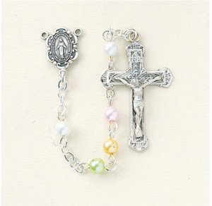 Rosary, 4mm Multi Color Faux Pearl Beads 1246