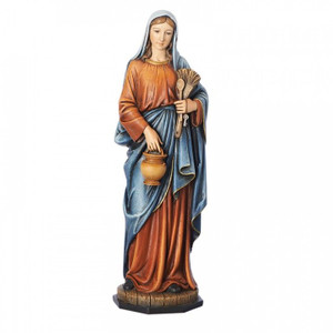 Kitchen Madonna 9.5" Statue. Resin/Stone Mix. Measurements: 9.25"H