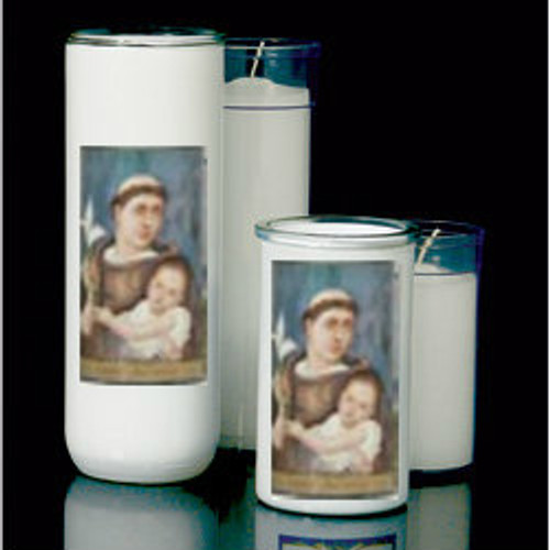 St. Anthony Reusable Glass Globe (candle inserts sold separately)-3, 5/6/7 Day Reusable Glass Globe ~ Full color image, produced on highly durable film.  For use with Inserta Lites. Globes are sold Individually or by the case (Box of 12) - Please make selection. Inserta Lite Candles are purchased separately