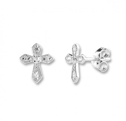 Sterling Silver Cubic Zirconia Cross Earrings