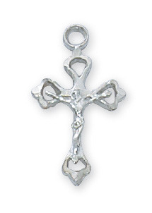 Rhodium Plated Petite Crucifix 
