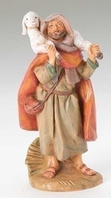 Fontanini 5" scale Figurine depicts Matthew holding a sheep and is skillfully hand-painted and sculpted by master Italian artisans. Unbreakable. Comes boxed and include a story card Actual dimensions: 4.75"H x 2.25"W x 1.75"D Material(s): child-friendly polymer