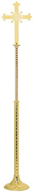 Fleur-de-Lis Solid Brass Processional Cross – 80"