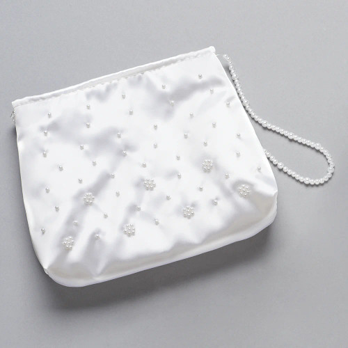 First Communion Beaded Purse with Pearl Handle