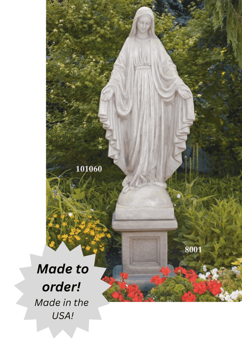 Handcrafted Outdoor Blessed Mother – 65” Cement Statue