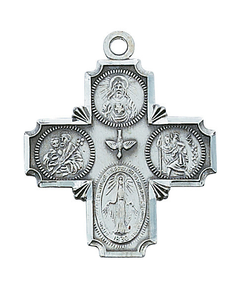 Sterling Silver 4-Way Cross Pendant - 24" Chain