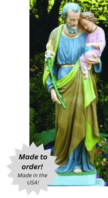 St. Joseph with Child Jesus Outdoor Cement Garden Statue - 55"