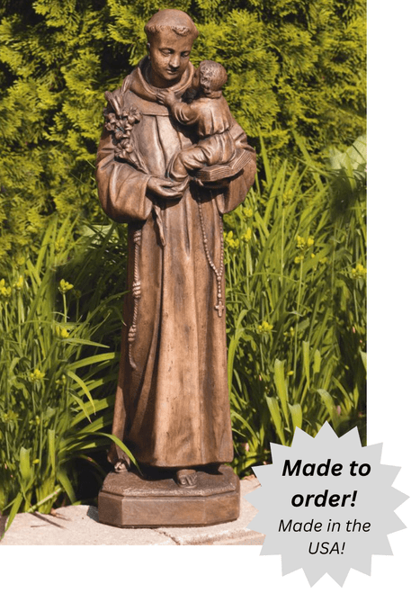 St. Anthony Outdoor Cement Garden Statue - 31"