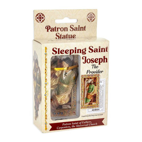 Sleeping St. Joseph Hand Painted Solid Resin Statue - 4"