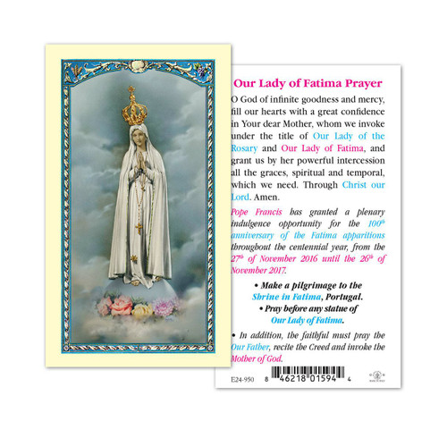 Our Lady of Fatima - 100th Anniversary Prayer Laminated Holy Card Our Lady of Fatima - 100th Anniversary Prayer Laminated Holy Card
