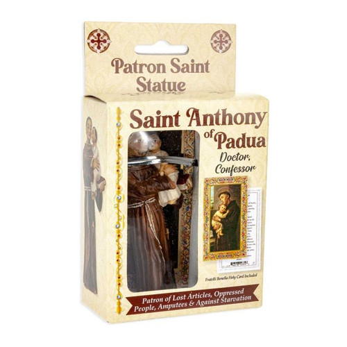 St. Anthony Hand Painted Solid Resin Statue - 4"