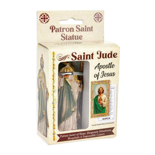 St. Jude Hand Painted Solid Resin Statue - 4"