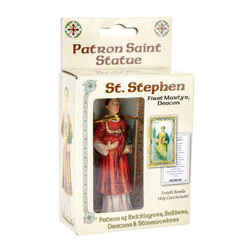 St. Stephen Hand Painted Solid Resin Statue - 4"