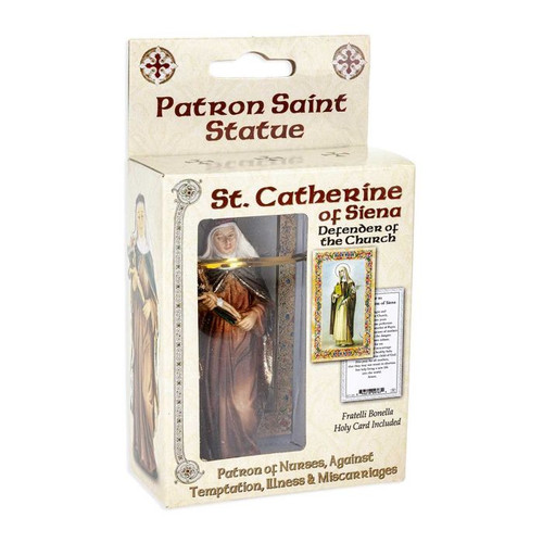 St. Catherine of Siena Statue with Prayer Card - 4"