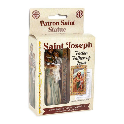 St. Joseph with Child Jesus Hand Painted Solid Resin Statue - 4"