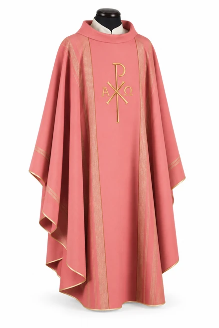 Linea Style Chasuble with Gold and Silk Chi Rho Embroidery