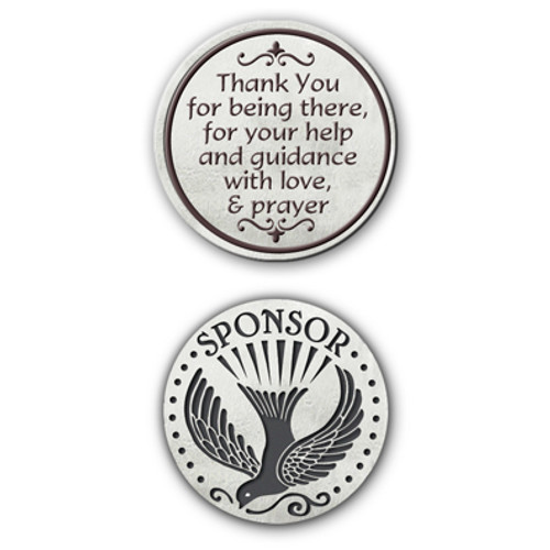 This 1" diameter pocket token is a thoughtful way to say thank you to your sponor. Sentiment says "Thank you for being there for your help and guidance with love and prayer.