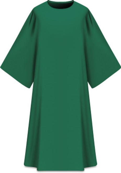 This Dalmatic is made from Elias fabric and is part of the Assisi series and comes in Purple, Green Red and Ecru.  Complements Chasuble 701001. Elias fabric is 100% polyester and is lightweight and durable.  Measurements: 53"L x 63"W;.  Care instructions: Wash in warm suds, rinse well, do not wring. Hang wet to dry, no ironing needed. Please supply your Intitution’s Federal ID # as to avoid an import tax. Please allow 3-4 weeks for delivery if item is not in stock as it is shipped from overseas. 
 