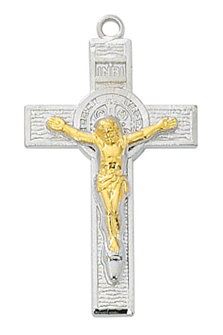 Sterling Silver and Gold-over Sterling Silver Two-Toned St. Benedict Crucifix 
