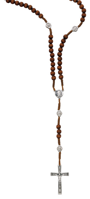 Brown Wood Cord St. Padre Pio Rosary