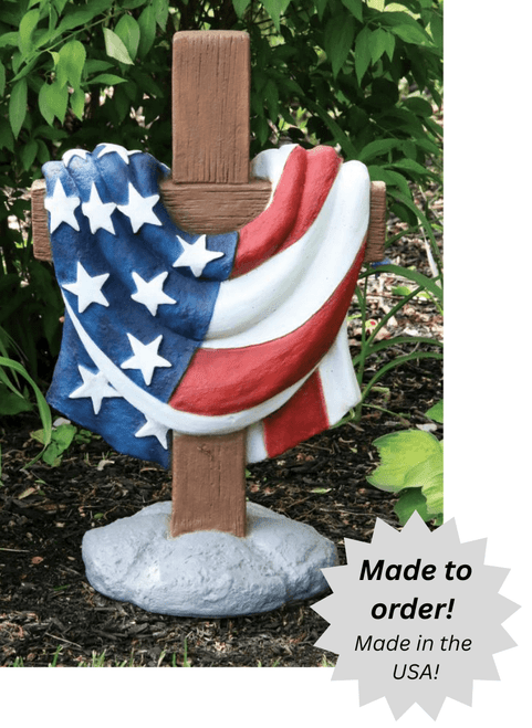 USA Memorial Outdoor Cement Garden Cross - 24"