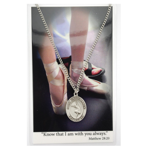 Girls Pewter Sport Medals with Prayer Card