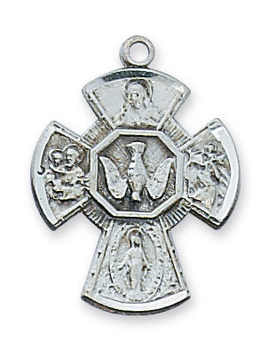 Sterling Silver Holy Spirit 4-Way Pendant - 18" Chain