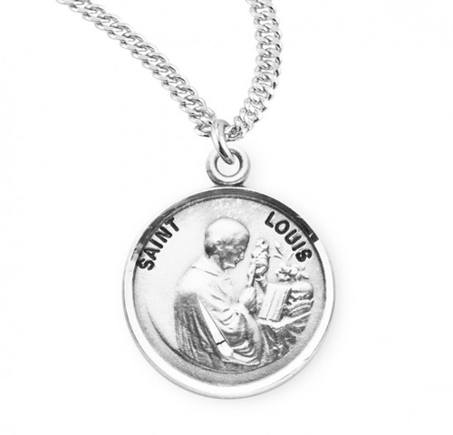 Sterling Silver Round St. Louis Medal - 20" Chain