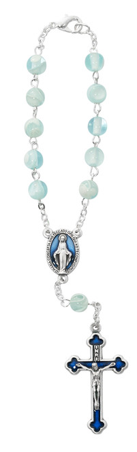 Blue Miraculous Medal Auto Rosary