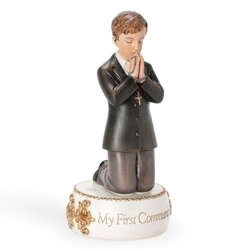 5.5"H Communion Figurines in prayer. Choose a boy or a girl figure when ordering. Communion Boy or Girl figurines are made of a resin stone mix. They measure  5.5"H 2.5"W 2.5"D. Perfect for a cake topper!! 