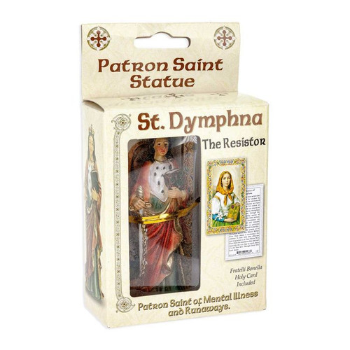 St. Dymphna Solid Resin Handpainted Statue - 4"