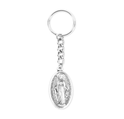 Antiqued Silver Miraculous Medal Key Ring