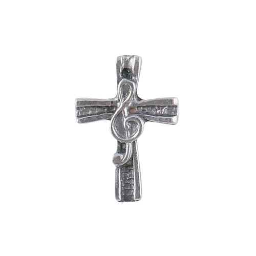 Pewter Clef on Cross Lapel Pin