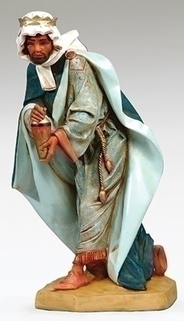 Fontanini Nativity Standing King Balthazar with Incense. Materials: Marble Based Resin. Measures:  25.25"H x 13"W x 13.5"D / 27"SCALE
